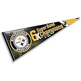 Pittsburgh Steelers 6 Time Bowl Champions Pennant Banner Flag