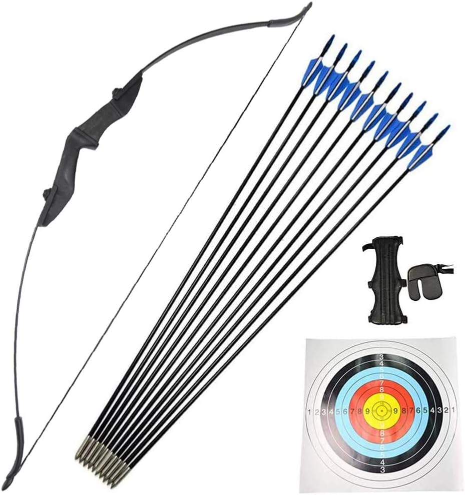 Milaem Archery Takedown Recurve Bow and Arrow Set 30lbs 35lbs 40lbs Straight Bow with Fiberglass Arrows Longbow Hunting Bow for Right and Left Handed