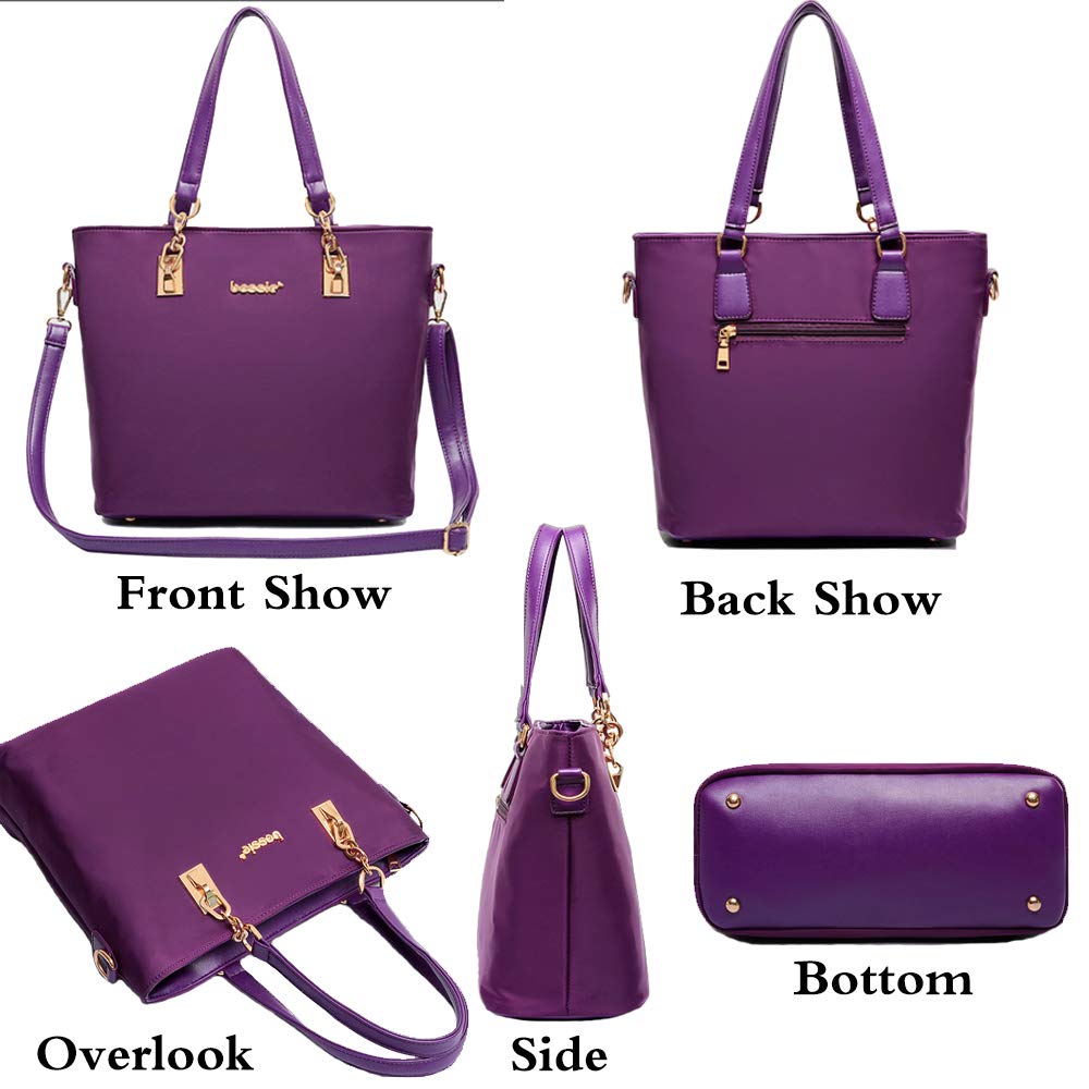 FiveloveTwo Women Ladies 6 Pcs Handbag Set Hobo Top Handle Bag Totes Satchels Crossbody Shoulder Bags and Purse Clutch Black