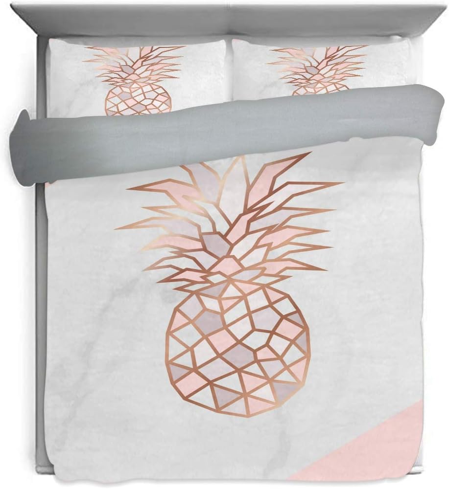 Amazon Com Alaza Cute Rose Gold Pineapple Marble Kids Girls Bedding 3 Pieces Twin Bedding Duvet Cover Sets Gifts For Teens Home Kitchen