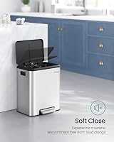 SONGMICS 2 x 15L Kitchen Waste Bin Double Rubbish Bin Stainless Steel view 4