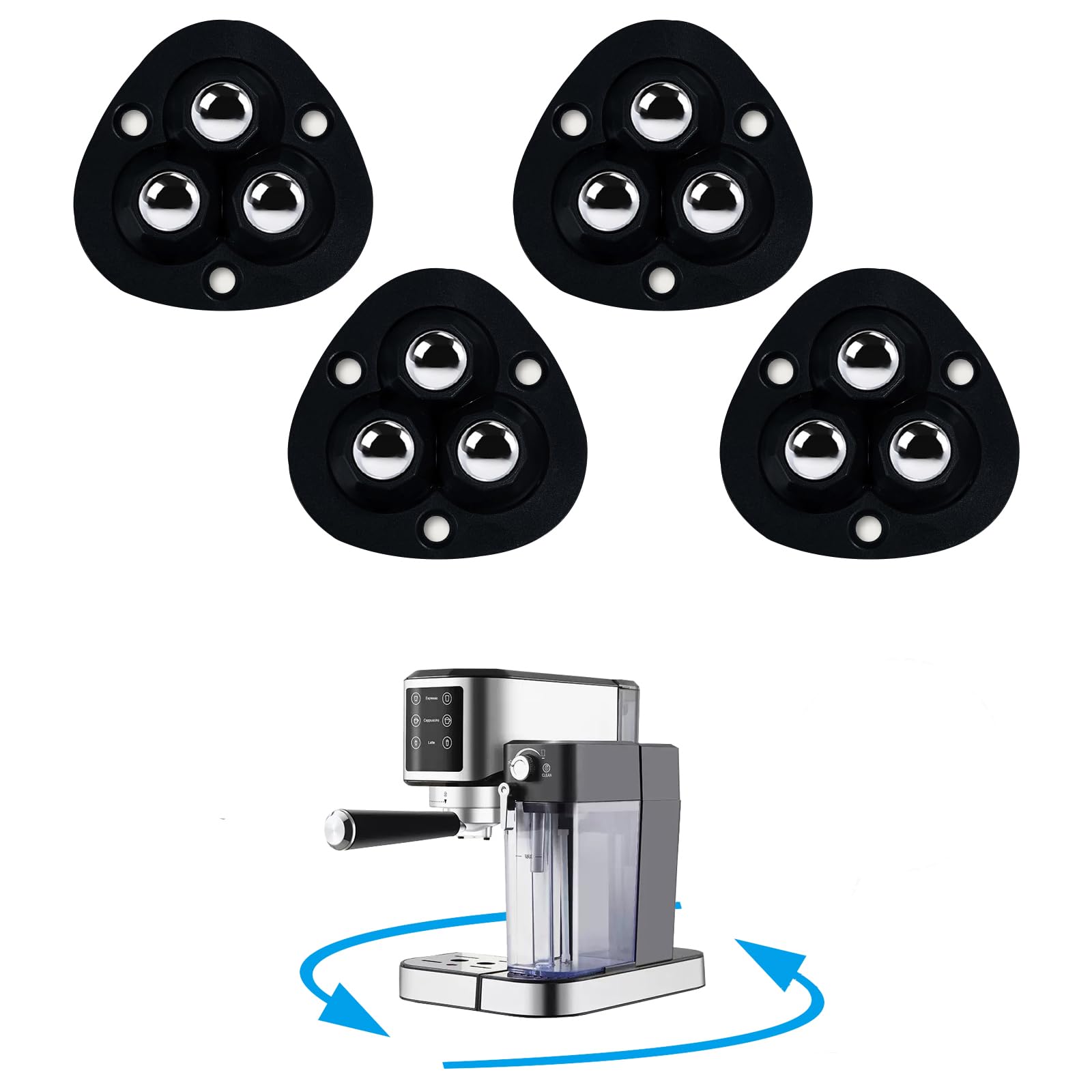 Photo 1 of Small Adhesive Casters Wheels for Appliance: 4 Pcs Kitchen Counter Appliances Slider - Self Stick Mini Universal Swivel Rollers for Furniture & Coffee Maker - Ideal for Housewives and Seniors