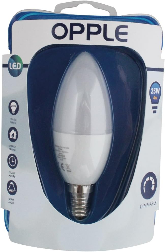 OPPLE 140048583 led-e-b38-e14-4 W-dim-2700 K-fr-bl, Glass, E14, 4 W, White,