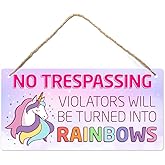 Unicorn Decor for Girls Room, Decorations For Bedroom, 12″x6″ PVC Plastic Decoration Hanging Sign, High Precision Printing, Water Proof