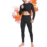 SIMIYA Thermal Underwear Set for Men Long Johns with Fleece Lined Base Layer for Workout Skiing Running Hiking Navy Blue