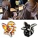 Polytree Women's Butterfly Rhinestone Claw Hairpin Hair Clip 2Pc (Black and Coffee)