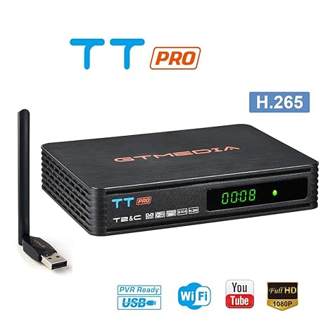GT MEDIA TT PRO DVB C Receiver DVBT2 TV HD Digital für kabelfernsehen mit Antenne USB WiFi H.265 AVS+ FTA 1080P Full HD Unter