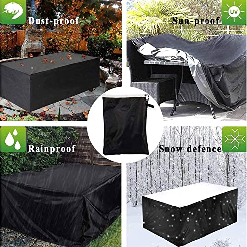 EASYBUYTECH Furniture Cover Garden Outdoor Patio Protective Case Oxford Furniture Dustproof Cover for Rattan Table Cube Chair Sofa Waterproof Rain, Black - 213X132X74CM