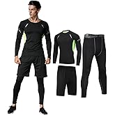 3 PCS Men's Compression Set - Workout Long Sleeve Top & Pants with running Shorts | Moisture-Wicking Gym Bundle