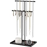 Ausalivan Necklace Organizers Holder, Small Jewelry Display Stand for Women, Men and Vendors, Long Necklace Organizer, Multi-Functional Bracelet Hanger, Space Saving Design (2 Tier Black)