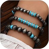 Long tiantian Turquoise Bracelet for Women Western Boho Jewelry Navajo Pearl Arm Cuff Cowgirl Bracelet Country Concert Accessory Trendy 2025