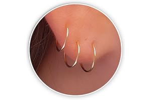 Set of 3 Gold Hoop Earrings - Small 14k Gold Filled Loop Earrings - 20 Gauge Wire Thickness - Hypoallergenic Earrings - 3 Dif