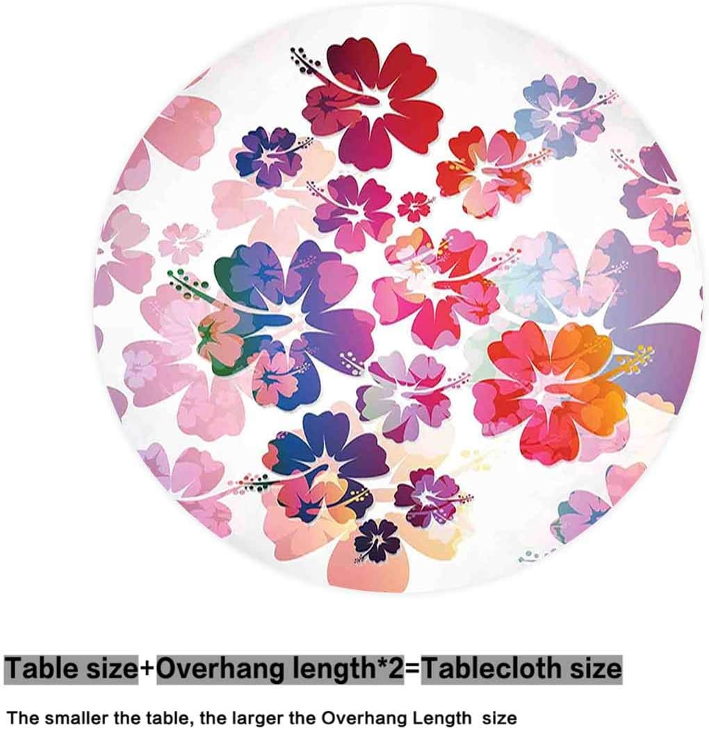 oobon Round Tablecloth, Exotic Floral Island Theme Tropical
