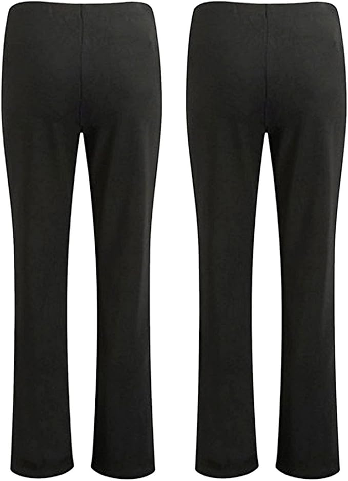 Shop Online Women's Elasticated Waist Stretch Ribbed Bootleg Trousers