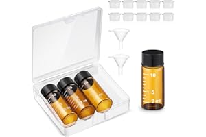 Baderke 4 Pcs Liquid Medicine Travel Container Scale Glass Liquid Containers Small Single Dose Medicine Bottles Dispenser and Leak-proof Plug Travel Essentials Accessories(Brown,10ml)