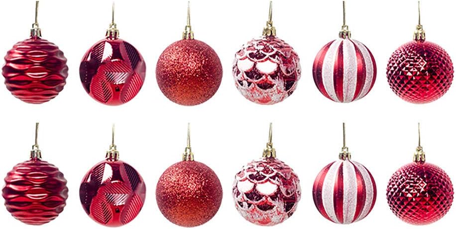Hohaski 12PCS Christmas Tree 6cm Ball Bauble Hanging Home Party Ornament Decor, Christmas Ornaments Advent Calendar Pillow Covers Garland Tree Skirt Gift Bags DIY