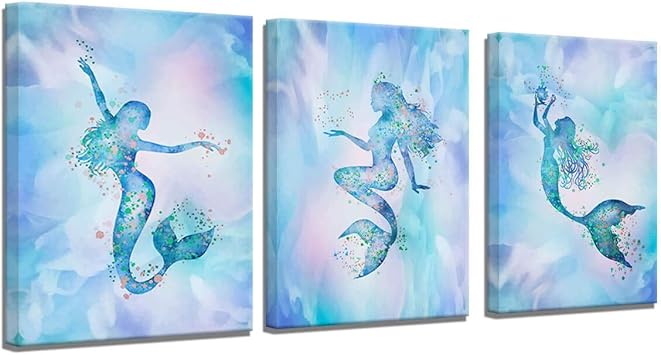 Amazon Com Mermaid Bathroom Decor Wall Art For Bedroom Modern