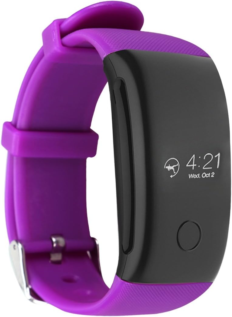 Pulsera de actividad física Kivors B18, alta impermeabilidad, IP67, Bluetooth, podómetro, pulsómetro, con banda, reloj y pulsera, para Android y ...