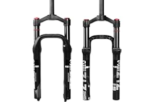 ZTZ 20 * 4.0 inch Fat Tire Air Suspension Fork - 130mm Travel, 135mm Spacing Hub, 9mm QR, Crown Lockout,Ultralight Fat Tire Bike Front Fork, Fit for Snow Beach XC Mountain Bikes