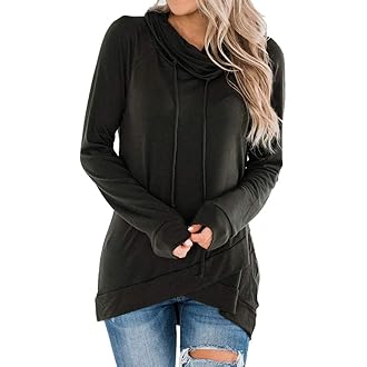 cowl neck hoodie with thumb holes