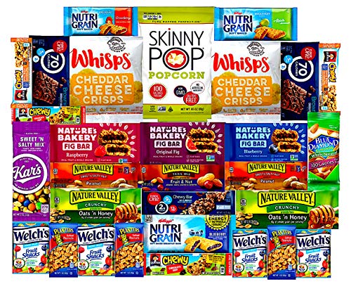 Ultimate Healthy Care Package (30 Count) - Assortments of Skinny Pop, Fig Bars, Fundge Brownie, Almonds, Nuts, Great Gift for Thanks Giving, Christmas Care Package for Family and Friends