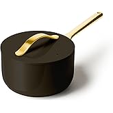 Caraway Nonstick Ceramic Sauce Pan with Lid (3 qt) - Non Toxic, PTFE & PFOA Free - Oven Safe & Compatible with All Stovetops (Gas, Electric & Induction) - Black