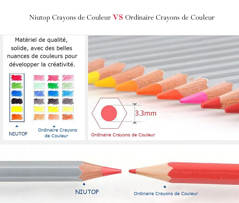 Colored Pencils Niutop 72 Crayons de Couleur pour Artiste Sketch Colored Pencils Niutop 72 Crayons de Couleur pour Artiste Sketch Coloriages pour Adultes Enfants Artiste Rédaction Manga Création Idéale pour Du dessin