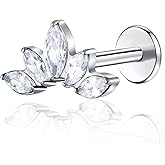 ENONTY Threadless Labret Studs Push-in Colorful CZ Labret Cluster Tragus Helix Conch Lobe Rook Cartilage Push Back Sleeper Piercing Jewelry Earring Stud 1pcs 16G 18G G23