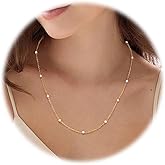 ORAZIO Dainty Gold Pearl Necklaces for Women, 14K Gold/Silver Plated Faux Pearl Choker Necklaces Trendy Small Pearl Necklace Strand Wedding Prom Bridal Pearls Jewelry Gifts