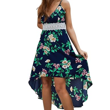 IZZB Mode Damen Sommer Partykleid Bohemian Camisole Ärmelloser V-Ausschnitt Freizeitkleid Abendkleid Cocktailkleid Kleider