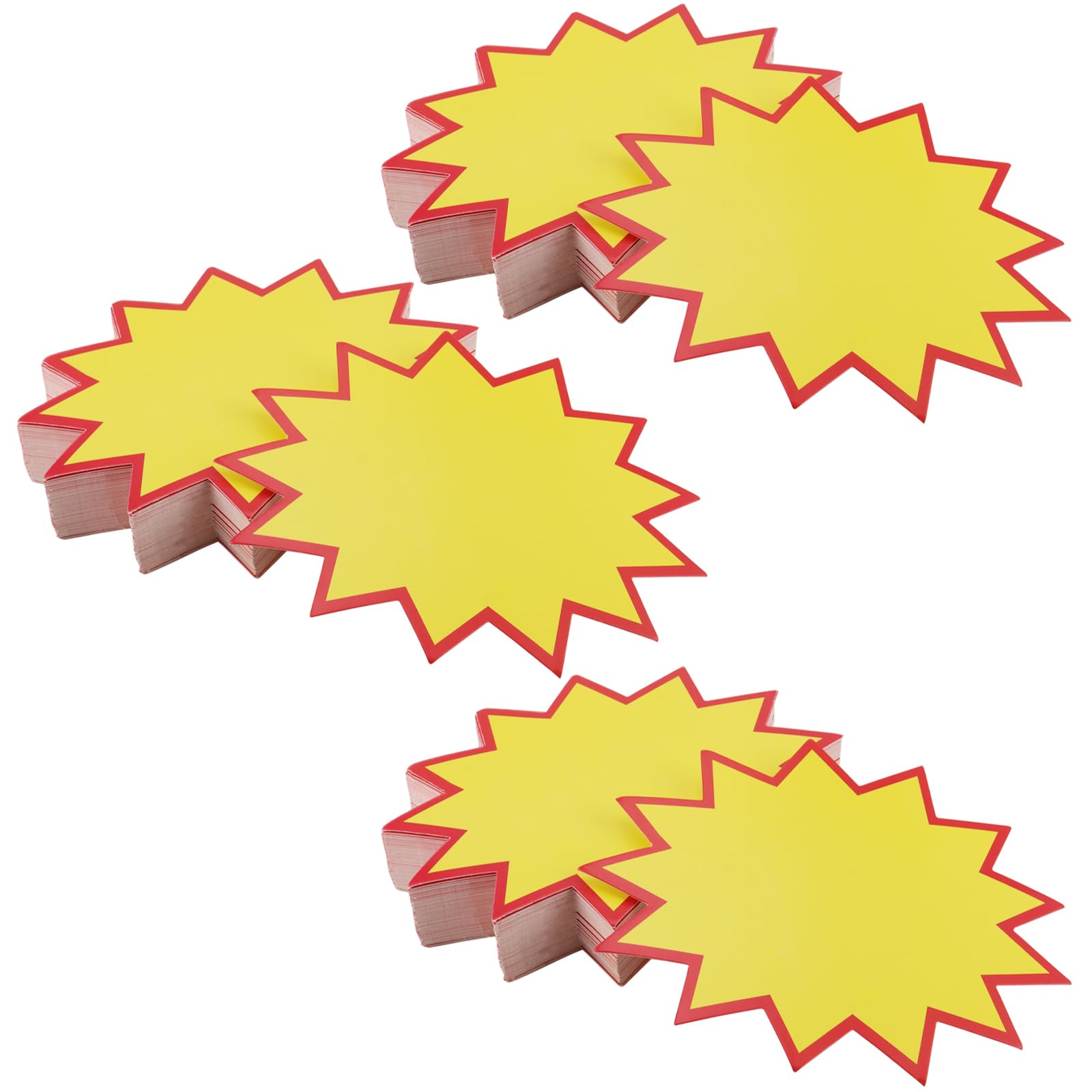 DAKFOOK 300 Pcs Price Labels Tags, 17x13cm Retail Sale Signs Yellow Starburst Price Tags, Blank Star Price Cards Promotion Signs for Retail Store Grocery Shop Supermarket