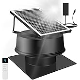Solar Attic Fan Solar Powered Attic Exhaust Fan 35W Smart Solar Roof Vent Fan 1250+ CFM Exhaust with Smart Power Adapter and Remote for Up to 1800 Sq.Ft Attic Ventilation in Homes/Farm/Factory
