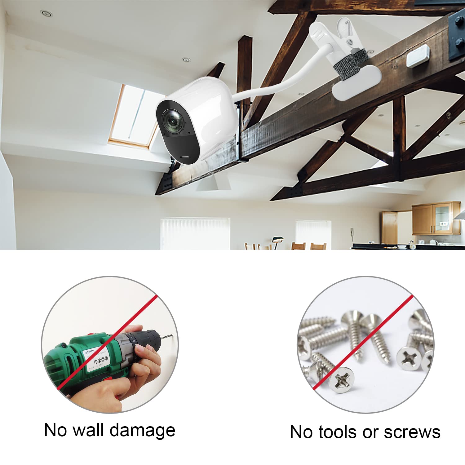 AOZTSUN 2Pack Flexible Clamp Mount Compatible with Arlo Cam, Arlo Pro/Pro 3/Ultra/Ultra 2, & Others - Flexible Gooseneck Mounting Bracket - No Tools or Wall Damage Required (White)