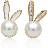 Cute Easter Bunny Jewelry Earrings for Women,Holiday Rabbit Pearl Ear Jacket Earrings for Women,Easter Outfits & Shirt Accessorie