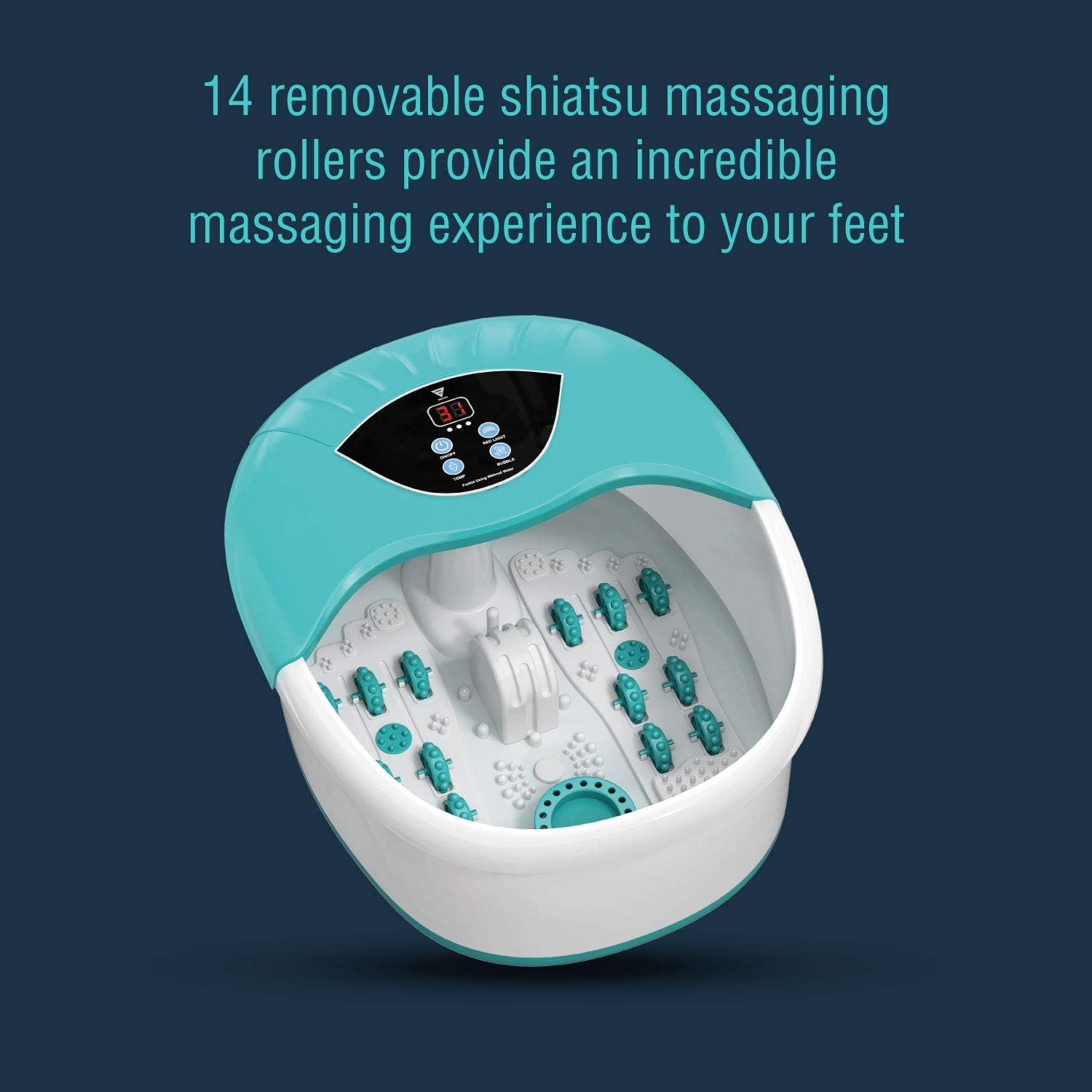 4 in 1 Foot Spa Massager Set For Home With 4 Massage Rollers - Temperature & Heat Control- Bubble Maker- Intense Vibration - Pedicure - Instant Foot Stress Relief Spa - Includes Tea Tree Oil Foot Soak: Health & Personal Care