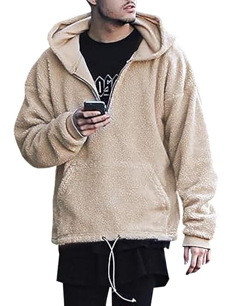 Ybenlover Herren Kapuzenpullover Fleece Reißverschluss Sweatshirt