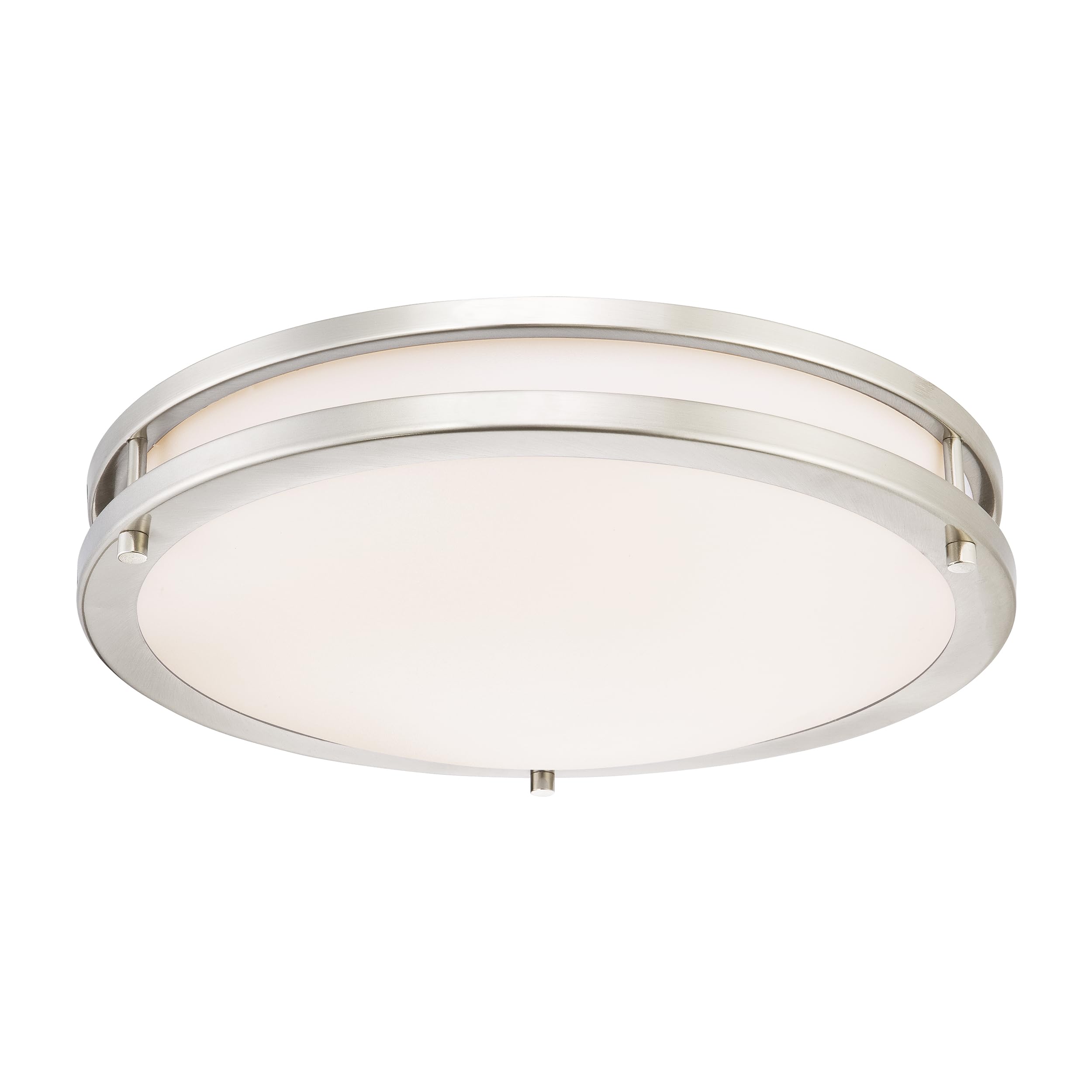 64012 Lauderdale 40 cm Dimmable LED Indoor Flush Mount Ceiling Fixture, Brushed Nickel Finish with White Acrylic Shade