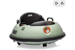 PALBY'S 12V Electric Ride on Bumper Car for Toddlers, Kids Bumper Car with Remote Control, 360 Degree Spin, LED Lights, Dual Joysticks, Safety Belt for 18+ Months Kids, Green