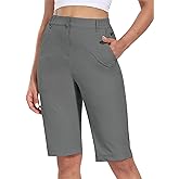Hiverlay Women's Golf Bermuda Shorts 13" Knee Length Quick Dry Long Hiking Camping Shorts for Summer with 5 Pockets