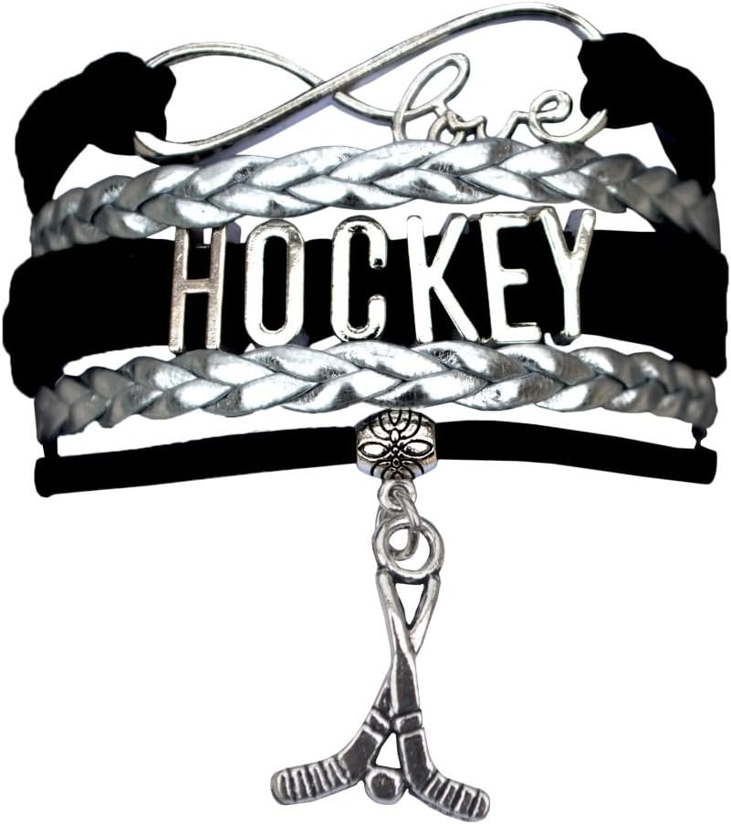 Hockey Charm Bracelet, Hockey Jewelry- Infinity Love Hockey Bracelet for Her