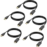 DisplayPort to HDMI Cable 3 feet 5-Pack Uni-Directional | 4K Display Port to HDMI Cables for Dell, Monitor, Projector, Desktop, AMD, Lenovo, HP, ThinkPad and More