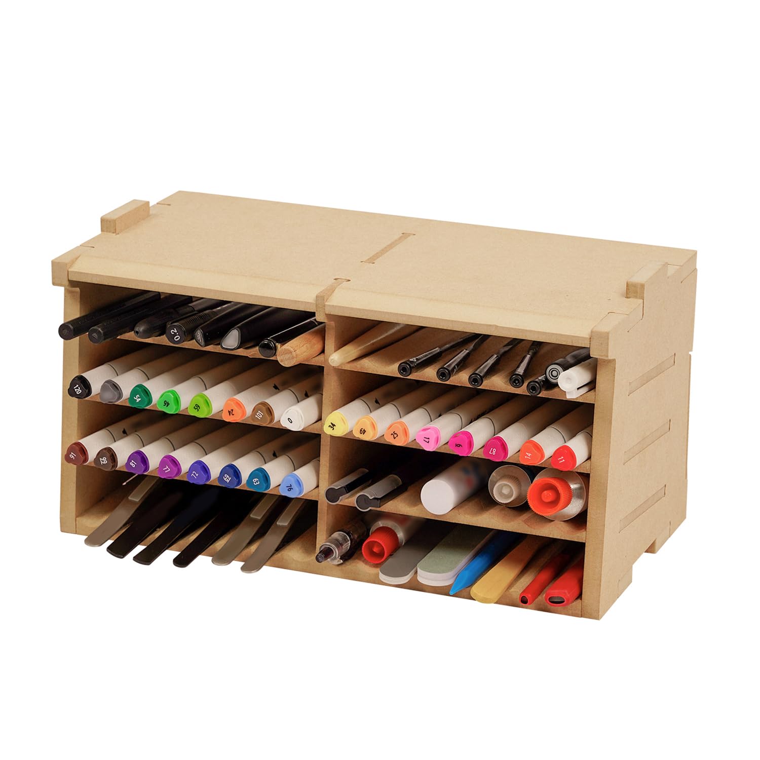 Bucasso Model Kit Tool Storage Rack, Making Organizer with MDF Material, Brush/Tweezers Storage, Craft Supplies Brush/Tool Holder for Tamiya and Gundam Tools, GK4