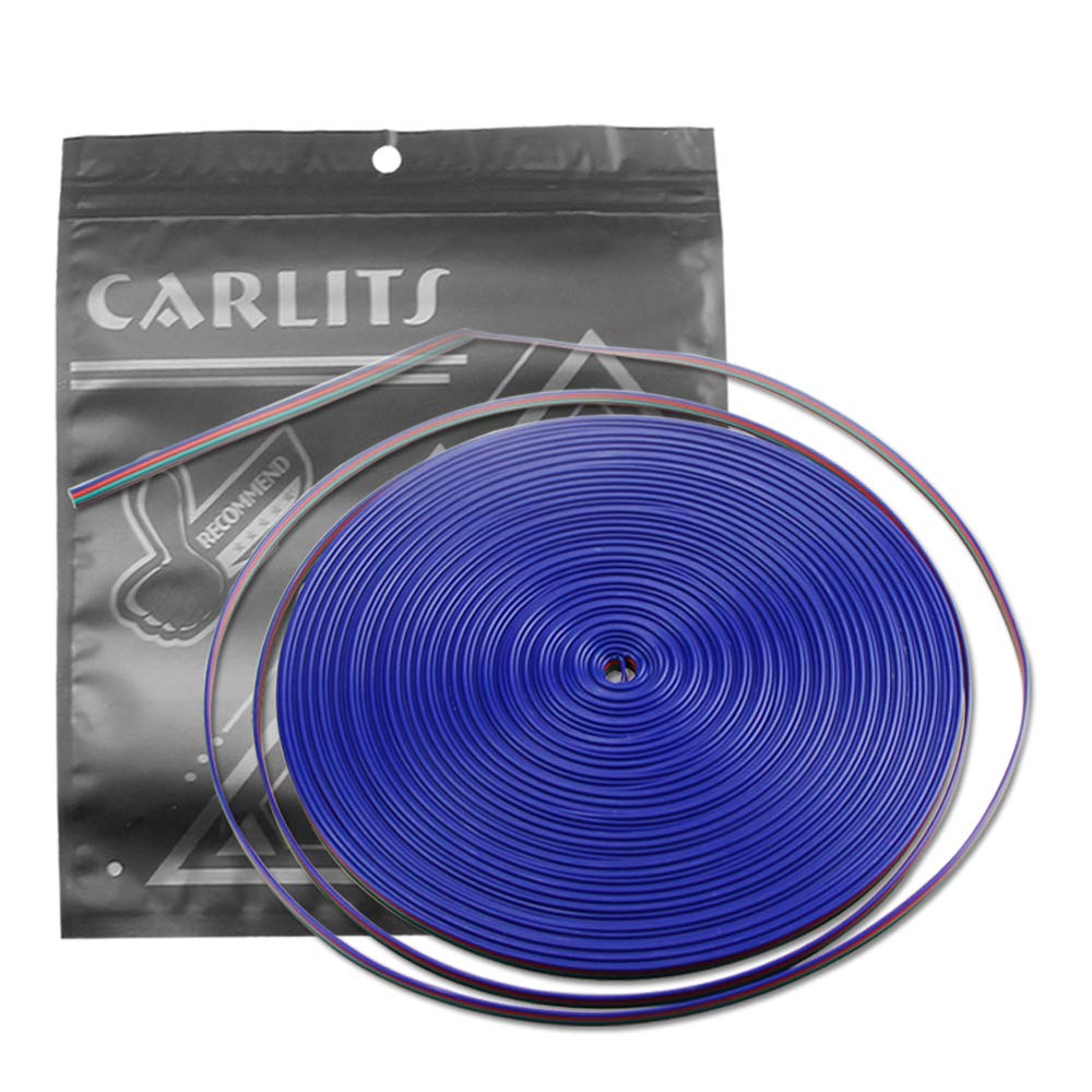 CARLITS 20M/65.5FT 22AWG 4pin Extension Cable RGB Wire 4x0.3mm² 4 Core 22 Gauge for RGB LED Strip Clips 5050 3528