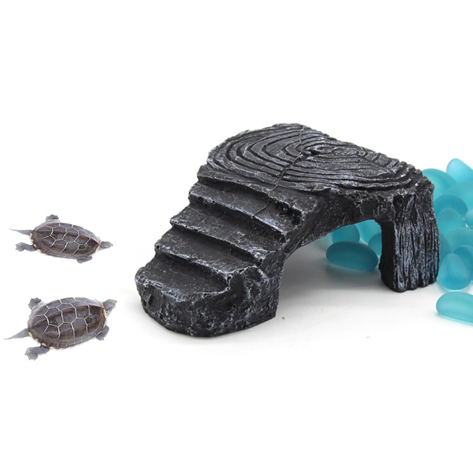 ANMOO Turtle Basking Platform Ramp - Resin Reptile Climb & Hide Decor, Fish Tank/Aquarium Tank Landscaping Accessory(20.5 x 13.5 x 7.5cm)
