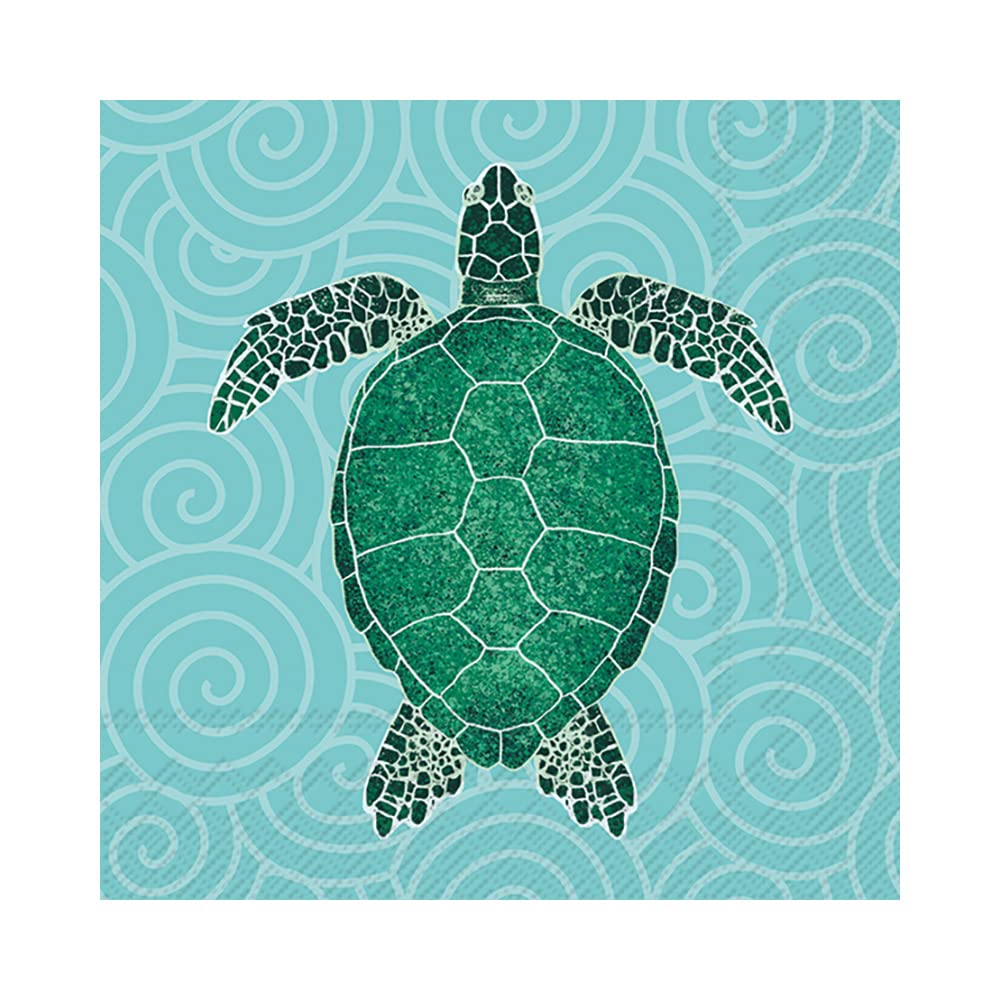 Ideal Home Range 20-Count 3-Ply Paper Cocktail Napkins, Sea Turtle, Multicolor