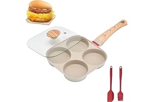 Egg Pan with Lid,4 Cup Pancake Pan Nonstick Egg Frying Pan with Lid Aluminium Alloy Egg Skillet Divided Breakfast Cooker,Suit