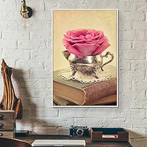 Floating Framed for Living Room Bedroom Retro Flower for