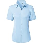 siliteelon Button Down Shirts for Women Stain Shield Short Sleeve Dress Shirt Wrinkle Free Work Business Office Blouses