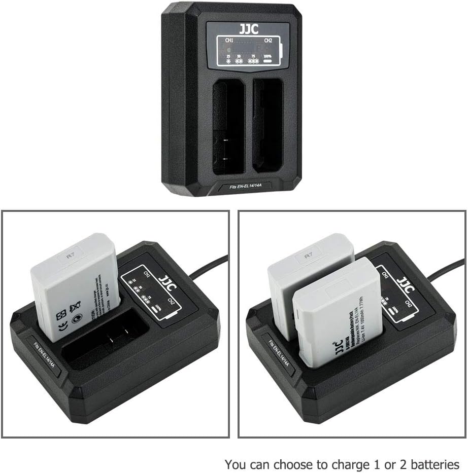 JJC EN-EL14 EN-EL14a USB Dual Battery Charger Replaces Nikon MH-24 for Df D3100 D3200 D3300 D3400 D3500 D5100 D5200 D5300 D5500 D5600 P7000 P7100 P7200 P7700 P7800 Camera - Image 4