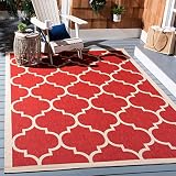 Safavieh Courtyard Collection CY6914-248 Red and Bone Indoor/ Outdoor Area Rug (4' x 5'7")